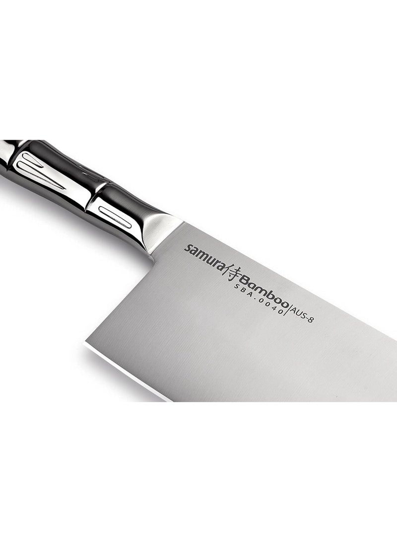 Samura BAMBOO Professional Kitchen Cleaver Knife 7"/180mm | Japanese AUS-8 Steel Meat Cleaver | Full Stainless Heavy Duty  Butcher Knife for Meat, Bone and Vegetable | Chef Chopper - Image 3